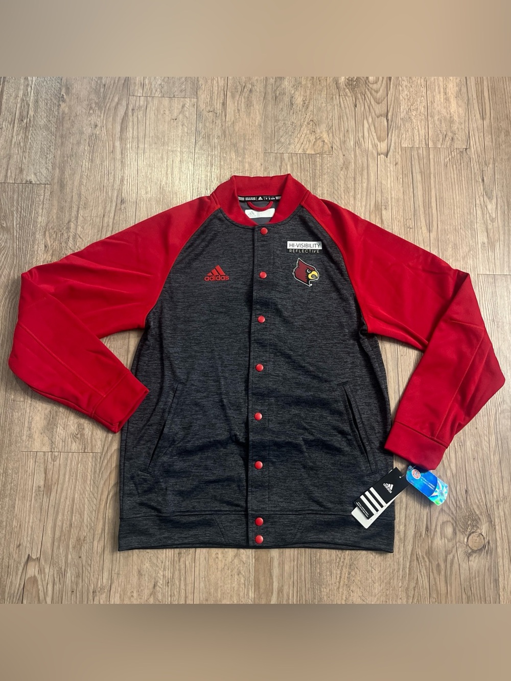 NWT Adidas Louisville Cardinals Reflective Button Up Anthem Jacket Men's Size M